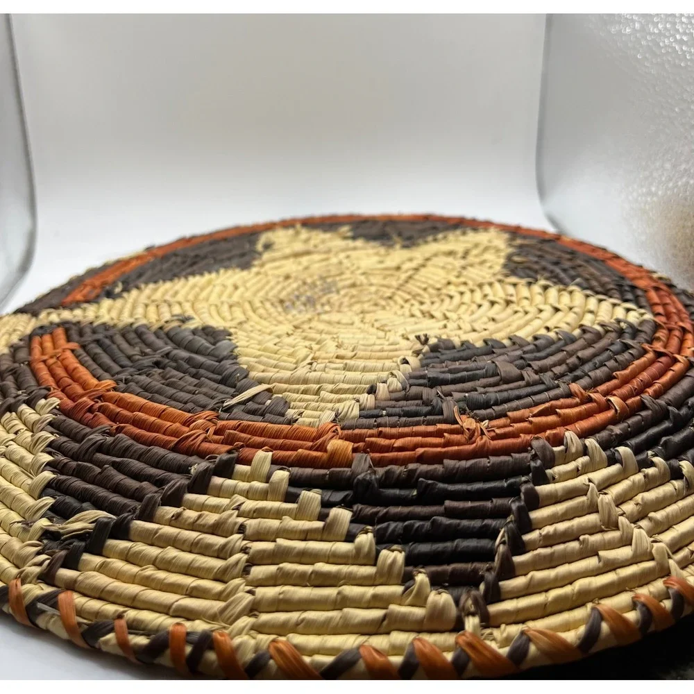 Handwoven Wicker Basket Plate Wall Decor Star‎ Design Display Boho Chic